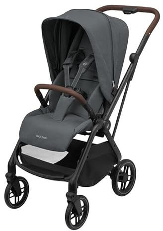 Maxi-Cosi Leona² Kinderwagen, 0–4 Jahre, 0–22 kg, federleichter, superkompakt Buggy, umdrehbare Sitz, einhändig zusammenklappbar, 3Liegepositionen, flache Liegeposition,Easy-In-Gurts, Twillic Graphite