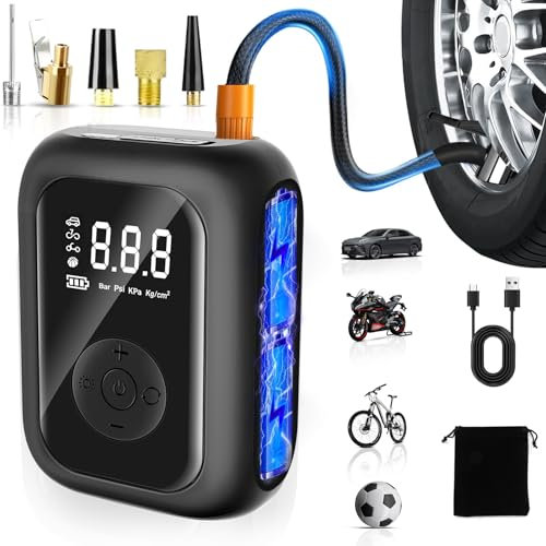 Dictien Pompa Elettrica per Bicicletta 150PSI 6000mAh - Mini Compressore Bici Portatile con Display LCD e Autospegnimento