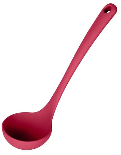 U-Taste Mestolo per zuppa in silicone da 27 cm: Mestolo da portata antiaderente resistente al calore a 315℃, Cucchiaio da cucina con manico antiscivolo per mescolare salse, stufati, sughi (Rosso)