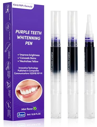 Zahnaufhellung Bleaching Stift, Zähne Aufhellen, Bleaching Zähne, Purple Teeth Whitening Pen, Zahnaufhellung Bleaching Pen Schnelles Entfernen Aller Flecken, Zahnbleaching (3 Stück)