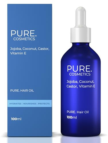 PURE. Scalp & Hair Growth Oil – Repair Treatment with Castor, Jojoba, Coconut & Vitamin E – Hot Oil Hair Treatment for Dry Scalp & Prevents Loss, Perfect for Men and Women – Vegan 100 ML