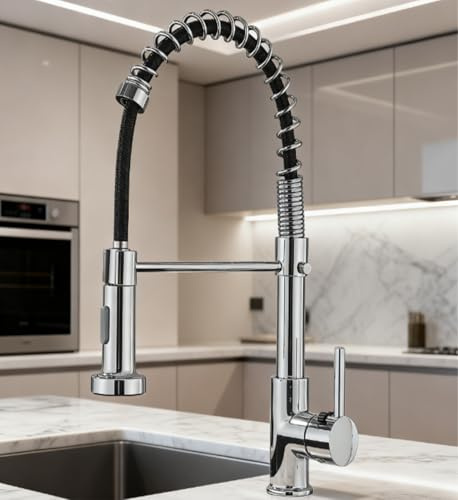Kitchen Mixer Tap Stainless Steel Kitchen Sink Taps High Arc Mixer Tap with Swivel Spout 360° Swivel Instant Hot/Cold Water Control