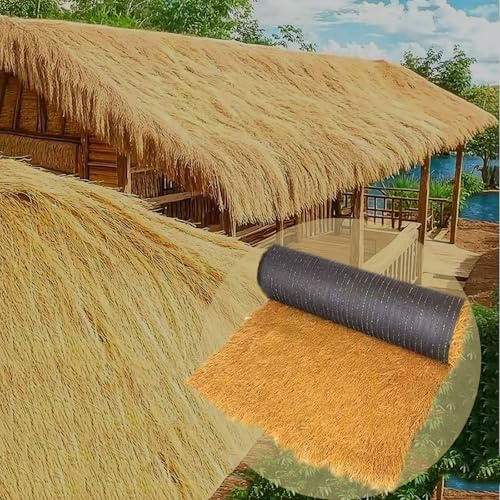 HCBUTAE Artificial Thatch Grass Roof, Fireproof, Waterproof, for Grass Tropical Party Decorations, Simulation Straw Roll Garden Fence Patio Panel, DIY Commercial Seasonal Outdoor