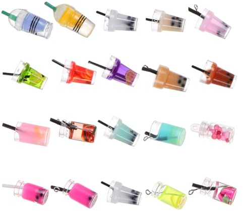 CIMAXIC 20pcs Mini Dollhouse Milk Tea Cup Simulation Decor DIY Material Food Model Props for House Layout