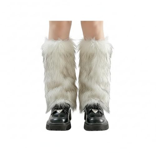 Spiritzohic Fluffy Leg Warmers, 40cm White Leg Warmer Fur Women's Fuzzy Leg Warmers Winter Fur Fluffy Leg Warmer Soft Boot Cuffs Covers for Daily Wear Travel Birthday Holiday Party Cosplay