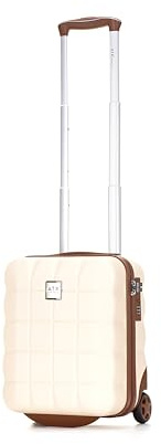 ATX Luggage 40x30x20cm | Ryanair EasyJet Wizz Air | 2 Wheels Under Seat Cabin Suitcase Trolley | White/Brown | 24 Liters