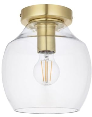firstchoicelighting Satin Brass Flush Ceiling Light Fitting, Gold Low Ceiling Lighting, LED Compatible
