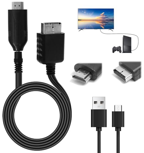 Cavo adattatore PS1/PS2 a HDMI, cavo AV per PS1 PS2 a HDMI convertitore cavo audio video 720P/1080P HD multimediale per console di gioco HDTV monitor e proiettore plug and play, 100 cm