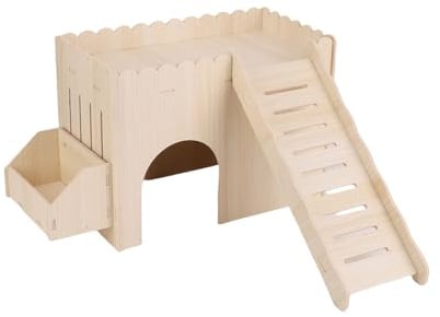 Cocoarm Holz Meerschweinchen Versteck Haus, Großes Kleintier Schloss mit Mehreren Höhlen und Rutsche, für Kaninchen Chinchillas Hamster Rennmäuse