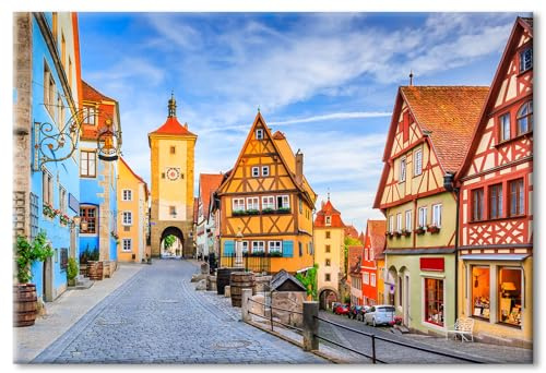 Puzzle 1000 Teile Erwachsene Rothenburg Klassische Puzzles 70 X 50cm, Puzzle für Erwachsene Geeignet als Wanddekoration und Geschenk mit 1:1-Poster und Geschenkbox