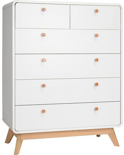 Cassie Kommode mit 4+2 Schubladen aus Spanplatte in Weiß (BxTxH) 81x39x104 cm