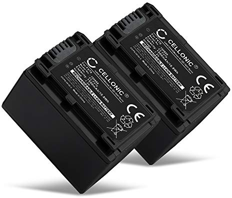 CELLONIC, Batteria per Fotocamera, Compatibile con Sony AX53 4K HANDYCAM FDR-AX53, NP-FV70, NP-FV50 (7.4V, 1500mAh) 2 Pezzi
