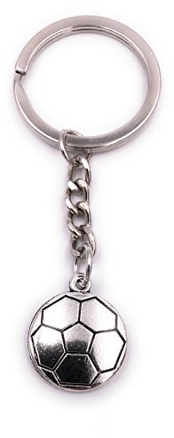 H-Customs Fussball flach Schlüsselanhänger Anhänger Silber aus Metall