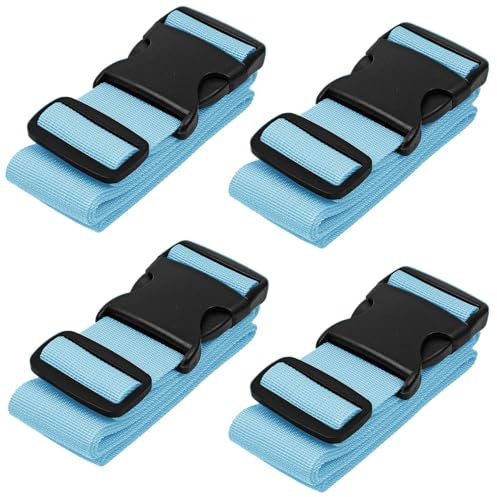 Gepäckgurte für Koffer – Blau, 4er-Pack – Premium-Nylongurte zur Gepäcksicherung – Längenverstellbar 1 – 2 Meter – von BlueCosto