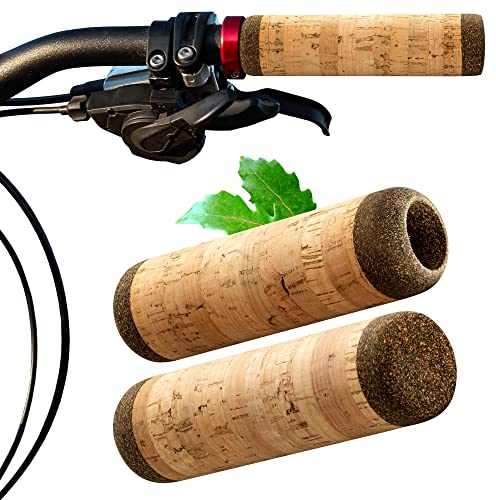 Kork-Fahrradgriff | Naturkork | Grifffläche 100% Kork, angenehm zur Haut | Länge 120 mm | Ø 22,1 mm | Lenkergriff, Fahrradgriff, 2er-Set