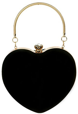 Sun Kea Damen Handtasche in Herzform, Mini-Clutch, Kette, Handtasche, schicke Schultertasche, Abendtasche, schwarz, Einheitsgröße