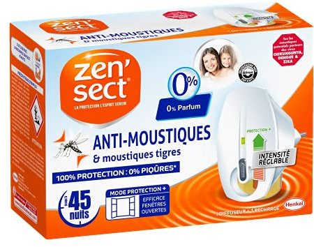 Zen'Sect Moustiques – Lot de 1 Diffuseurs Electriques + Recharge (1x 45 nuits) – Anti-Moustiques & Moustiques Tigres