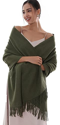 RIIQIICHY Ladies Green Scarf Pashmina Shawls and Wraps for Wedding Scarfs for Women Winter Warm