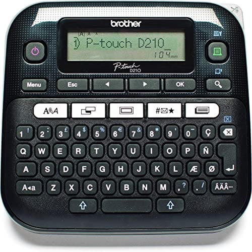 Brother PT-D210VP Beschriftungsgerät inklusive Netzadapter und Transportkoffer (für 3,5 bis 12 mm breite TZE-Schriftbänder, bis zu 20 mm/Sek. Druckgeschwindigkeit), schwarz