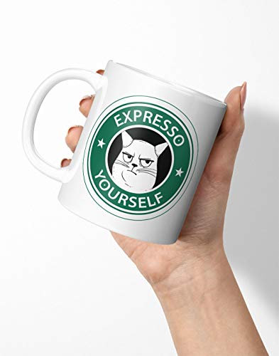 BLAK TEE Coffee Logo with Agry Cat Porcelain Coffee and Tea Mug 330 ml