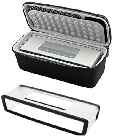 SANON Hard Case for Bose Soundlink Mini 1 2 Speaker, Portable Travel Bag with Waterproof Cover for Speaker, Bubble Interior to Protect, Mesh Pocket to Storage Power Adapter