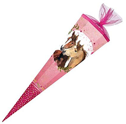 Schultüte / Zuckertüte / 85cm / eckig / Pferdefreunde 2