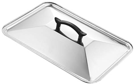 YARNOW Edelstahldeckel Universaldeckel Rechteckiger Anti Hot Topfdeckel Glas Pfannendeckel für Kochtopf Auflauf Töpfe Gusseisen Pfanne Bratpfanne Küche Zubehör 36x27CM Silber