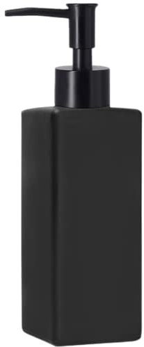 Bibilan Dispensador de jabón cristal, 12 onzas cuadrado, rellenable, dispensador premium con bomba, líquido mano, detergente para platos, botella loción champú, encimera baño, cocina, lavadero