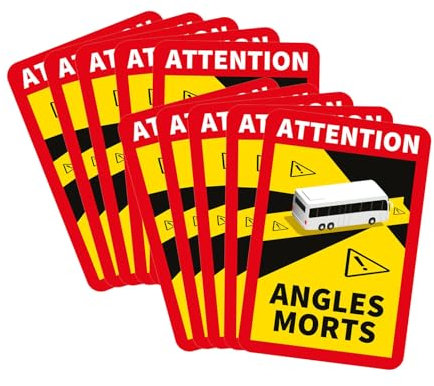 lepni.me 12 Stück Bus Toter Winkel Aufkleber Frankreich | Extra Starke Haftung und UV Schutz | Attention Angles Morts Sticker | Winkel Warntafel Fahrzeugaufkleber (12PCS BUS)