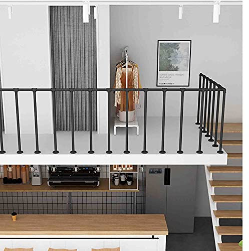 MYAOU Ringhiera per Scale Interna in Tubo Zincato Nero Opaco, per Balcone, Bar, Soppalco - Ferro, 100 cm