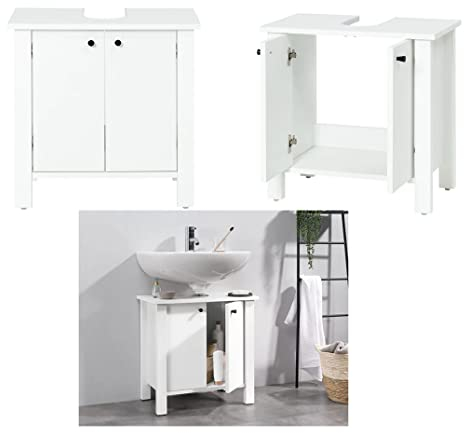 Waschbeckenunterschrank Waschbecken Unterschrank Badschrank Glastüren Kommode B 60 x H 55 x T 28 cm
