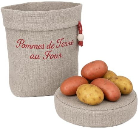 SACASAC Beutel für Kartoffeln, Mikrowelle 100% natürliches Leinen, doppelt dick, Kissen mit Kirschkern, für den Warmhalt