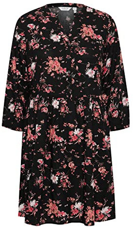 b.young BYMMJOELLA Vneck Dress 2 Damen Freizeitkleid Kleid Freizeitkleid mit 3/4-Arm Regular Fit, Größe:44, Farbe:Coral Cloud Mix (201128)