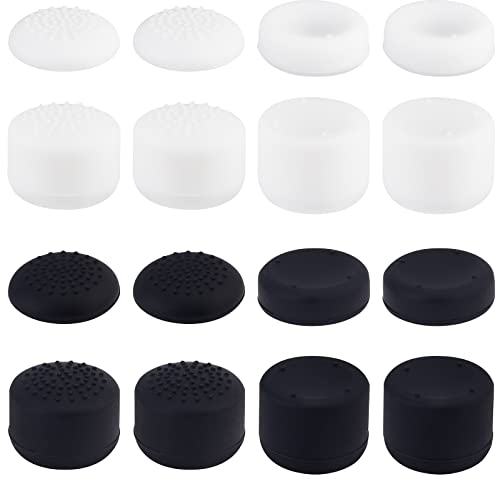OLYCRAFT Set di 2 manopole per pollice in silicone, antiscivolo, per il pollice, colore nero, bianco, joystick, per il pollice, per PS4, Xbox One