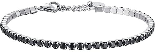 Luca Barra Herren-Armband aus Stahl mit schwarzen Kristallen. Die Referenz ist ba1363