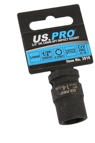 US PRO Tools 14mm Impact Socket 1/2 Drive 6 Point Single Hex 3816