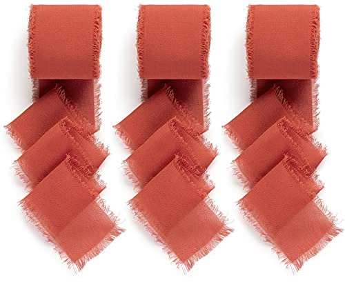 AOKSUNOVA Geschenkband Hochzeit Rot Chiffonband Breit Fransenband Stoffband Fransen Schleifenband