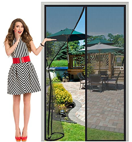 Fliegengitter Magnet Tür Schwarz 70x210cm Insektenschutz Magnetvorhang Balkontür mit Klettband Fliegengittertüren Ohne Bohren für Fenster und Türen