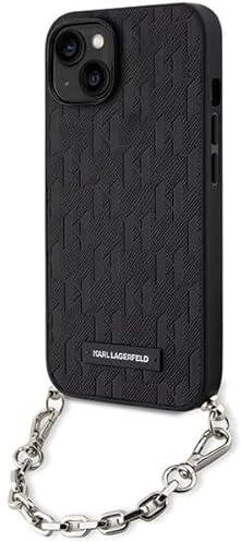 KARL LAGERFELD KLHCP14SSACKLHPK Hülle für iPhone 14 6.1 Schwarz hardcase Saffiano Monogram Chain