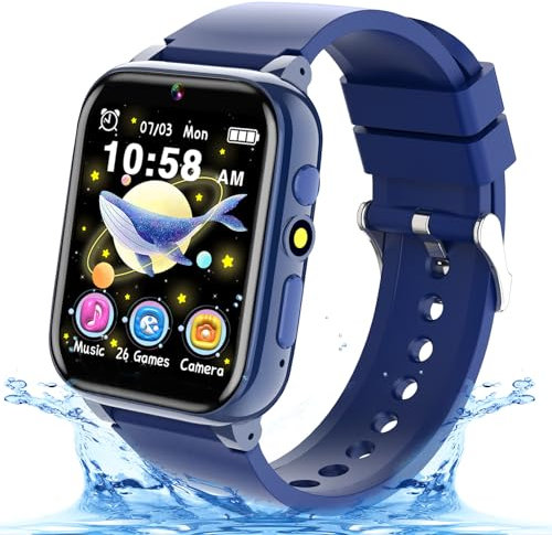 GLKYSOE Montre Connectée Enfant, Montre Intelligente Enfant avec Livres Audio & 26 Jeux, Carte D'étude Musique Alarme Podomètre Torche, Smartwatch Cadeaux pour Fille Garçon 3-12ans
