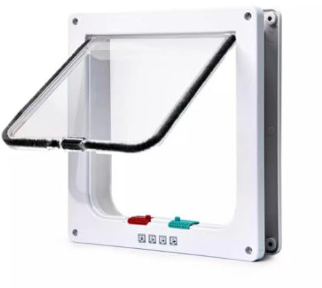 4 Way Locking Cat Flap Door, Cat Flaps for Upvc Door, Easy Installation Cat Flap Door for Interior Exterior Door, Weatherproof Safety Durable Pet Door for Interior Exterior Door Window Wall (Medium)