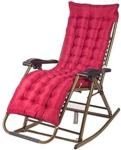 SEYFI Leichte Campingstühle Loungers Klappstuhl Mit Kissen Und Abnehmbarem Baumwollpolster, Tragbare Außenterrasse Sonne Liege/Gewöhnliches Rotes Baumwollblock