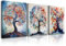Piy Painting Lot de 3 Impression sur Toile Arbre Abstrait Décoration Murale Tableau Motifs Colorés Photo sur Toile avec cadre intérieur pour décoration de la maison Restaurant 30x40 CM