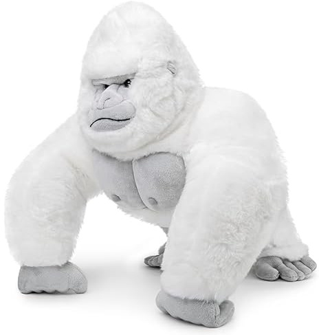 PuffPurrs Albino Gorilla Plush Toy - Realistic Albino Gorilla Stuffed Animals, 15 inches, Unique Forest Plushie Toys Model Dolls Collection for Kids