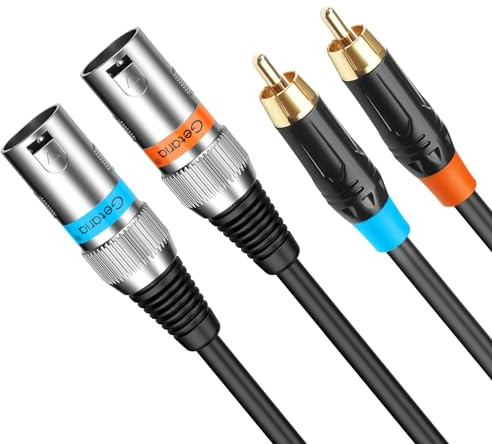 Getaria 2 RCA to 2 XLR Cable, PVC Shelled unbalanced Dual XLR Female to Dual RCA Male HiFi Audio Stereo Audio Interconnect Cable for Speaker Condenser Mic Mixer AMP (MALE, 2M)