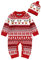 Satin Schlafanzug Herren Kurz Neugeborenes Kind Jungen Weihnachten Strickpullover Baby Overall Strampler Baumwolle 1 Stück Weihnachtsmütze Mützen Outfits Kleidung Set (Z1103-2-Red, 0-3 Months)