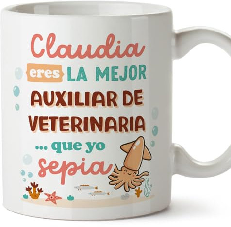MUGFFINS Tazas Personalizadas para AUXILIAR DE VETERINARIA mujer - En Español - Mejor que yo Sepia - 11 oz / 330 ml - Regalo Personalizable original y divertido