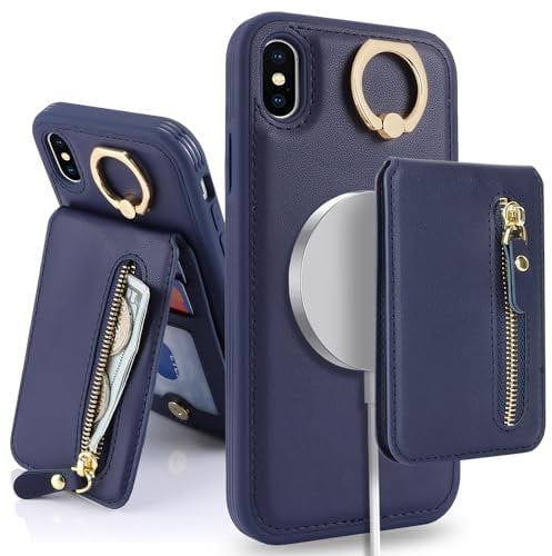 SailorTech iPhone X/XS Case with Card Holder, Wallet, Stand - Navy Blue