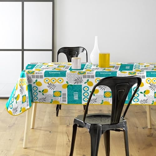 Douceur d'Intérieur Nappe Rectangle (140 x 240 cm) Citronnade, PVC Imprimé
