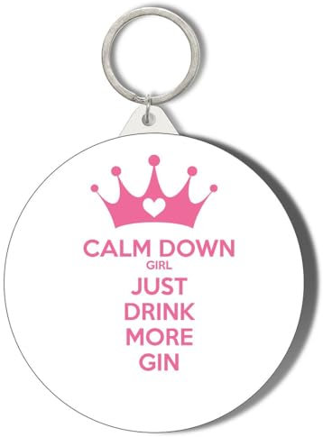 Gift Insanity CALM DOWN GIRL AND DRINK MORE GIN SHORT CHAIN KEYRING BOTTLE OPENER
